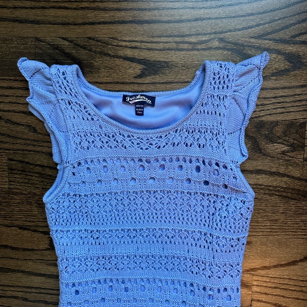 Nordstrom Girls Purple Crochet Sleeveless Summer Dress - size 8/10 - Picture 3 of 7